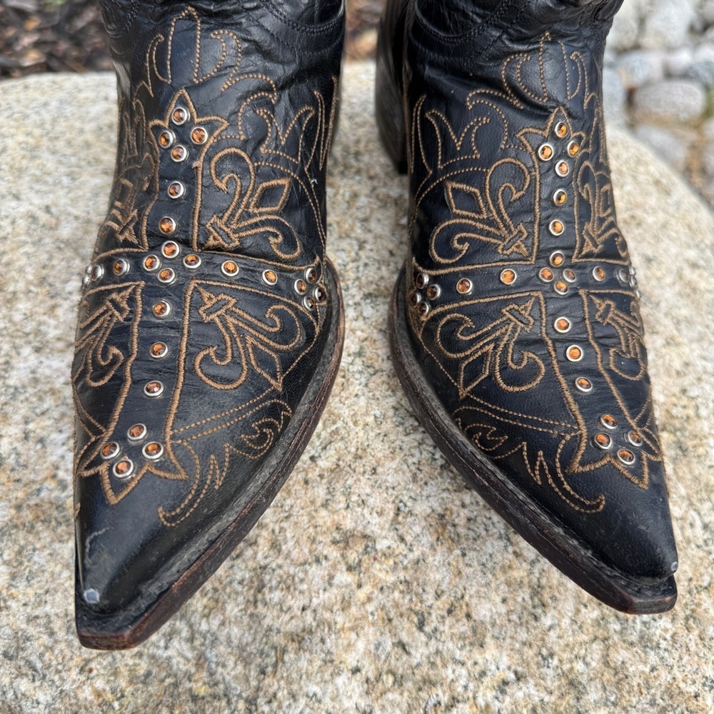 Old Gringo Milagros Western Cowboy Boots Womens Black Crystal Studs Pull Size 7B - Picture 3 of 12